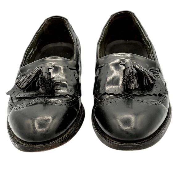 Vintage Stafford Comfort Plus Wingtip Tassel Black Leather Loafers Men\'s 9 D/B main image 5